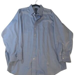 Jos A Bank Traveler Collection Mens Button Down Shirt Blue 17.5 34
